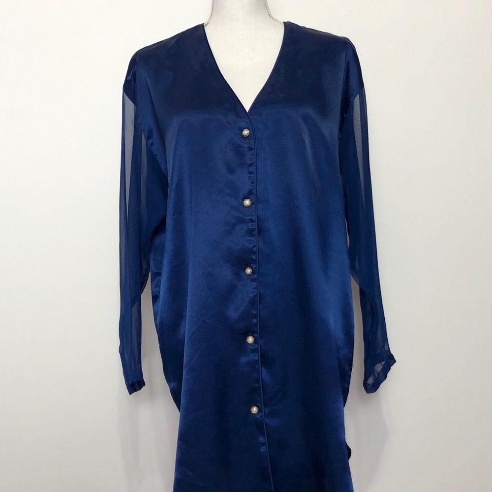 Victoria’s Secret Gold Label Navy Blue Mid Length Vintage Satin Gown